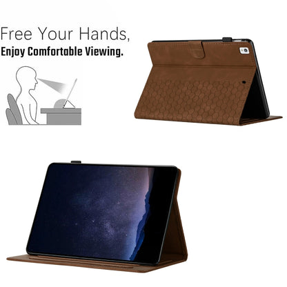 For Samsung Galaxy Tab A7 2020 T500 Honeycomb Embossed Leather Smart Tablet Case(Brown) - Other Galaxy Tab PC by buy2fix | Online Shopping UK | buy2fix