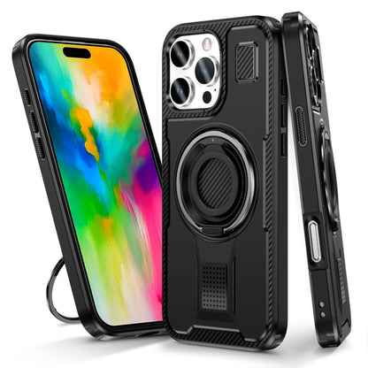 For iPhone 16 Pro Max Ring Holder Carbon Fiber PC Hybrid TPU Phone Case(Black) - iPhone 16 Pro Max Cases by buy2fix | Online Shopping UK | buy2fix