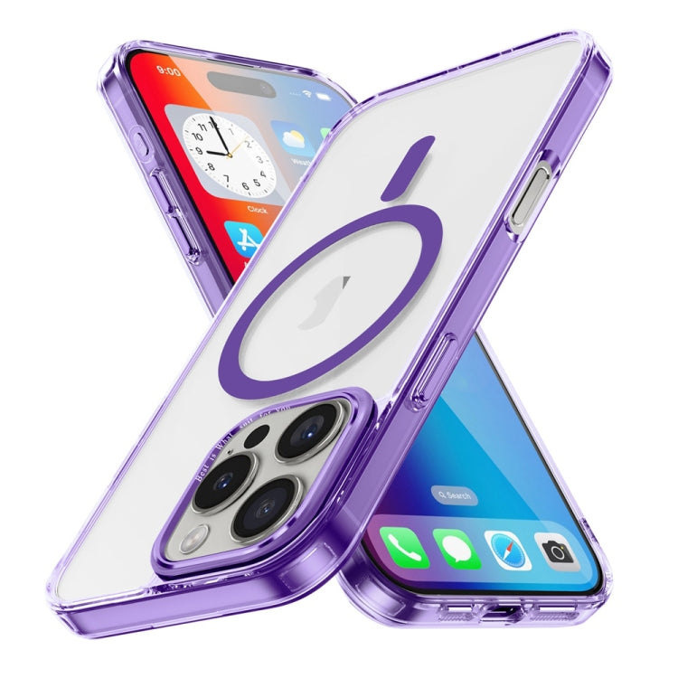 For iPhone 16 Pro Ice Color Magnetic Series Magsafe Magnetic PC Hybrid TPU Phone Case(Purple) - iPhone 16 Pro Cases by buy2fix | Online Shopping UK | buy2fix