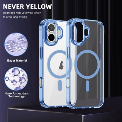 For iPhone 16 Ice Color Magnetic Series Magsafe Magnetic PC Hybrid TPU Phone Case(Far Peak Blue) - iPhone 16 Cases by buy2fix | Online Shopping UK | buy2fix