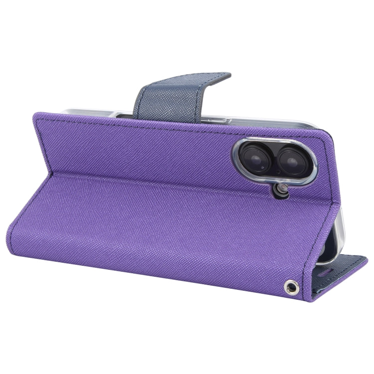 For iPhone 16 GOOSPERY FANCY DIARY Cross Texture Leather Phone Case(Purple) - iPhone 16 Cases by GOOSPERY | Online Shopping UK | buy2fix