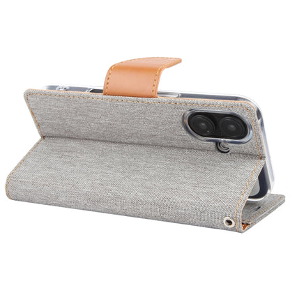 For iPhone 16 Plus GOOSPERY CANVAS DIARY Fabric Texture Flip Leather Phone Case(Grey) - iPhone 16 Plus Cases by GOOSPERY | Online Shopping UK | buy2fix