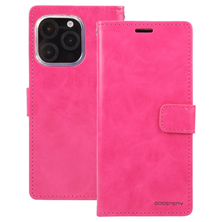 For iPhone 16 Pro GOOSPERY BLUE MOON Crazy Horse Texture Leather Phone Case(Rose Red) - iPhone 16 Pro Cases by GOOSPERY | Online Shopping UK | buy2fix