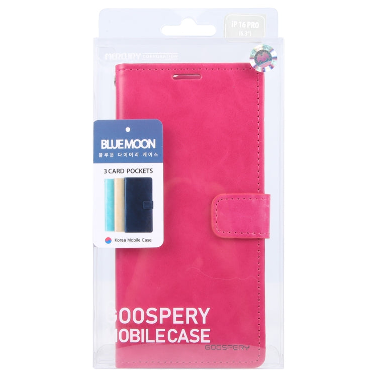 For iPhone 16 Pro GOOSPERY BLUE MOON Crazy Horse Texture Leather Phone Case(Rose Red) - iPhone 16 Pro Cases by GOOSPERY | Online Shopping UK | buy2fix