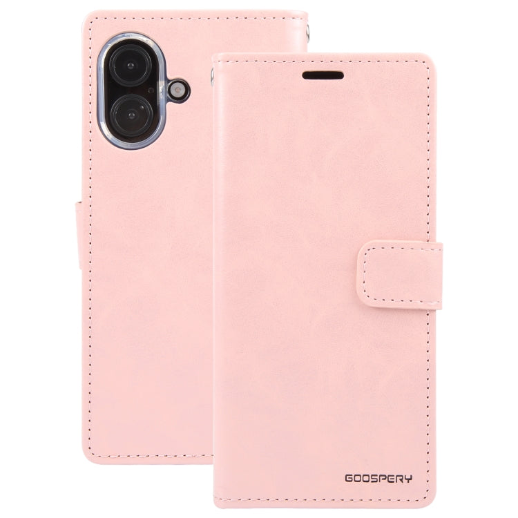 For iPhone 16 Plus GOOSPERY BLUE MOON Crazy Horse Texture Leather Phone Case(Rose Gold) - iPhone 16 Plus Cases by GOOSPERY | Online Shopping UK | buy2fix