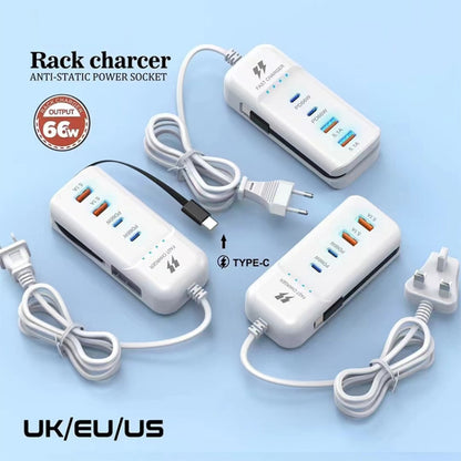 5 in 1 2 x PD 66W, 2 x USB Fast Charger Smart Power Socket, Length:1m(EU Plug) - Multifunction Charger by buy2fix | Online Shopping UK | buy2fix