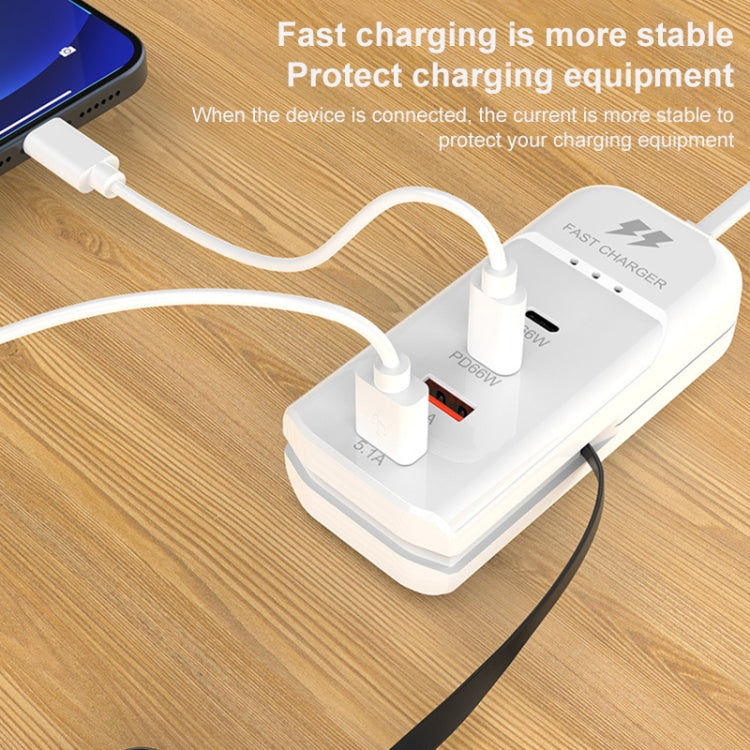 5 in 1 2 x PD 66W, 2 x USB Fast Charger Smart Power Socket, Length:1m(EU Plug) - Multifunction Charger by buy2fix | Online Shopping UK | buy2fix