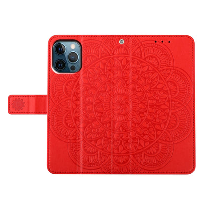 For iPhone 16 Pro Flower Embossed Leather Phone Case(Red) - iPhone 16 Pro Cases by buy2fix | Online Shopping UK | buy2fix