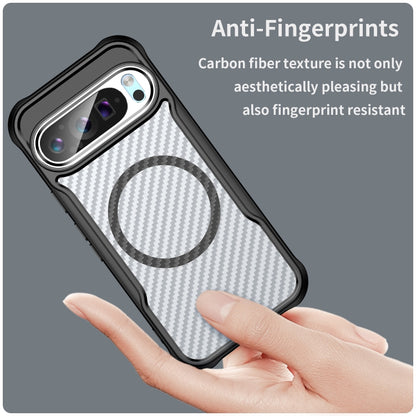 For Google Pixel 9 Pro / 9 Carbon Fiber Texture MagSafe Translucent Phone Case(Black) - Google Cases by buy2fix | Online Shopping UK | buy2fix