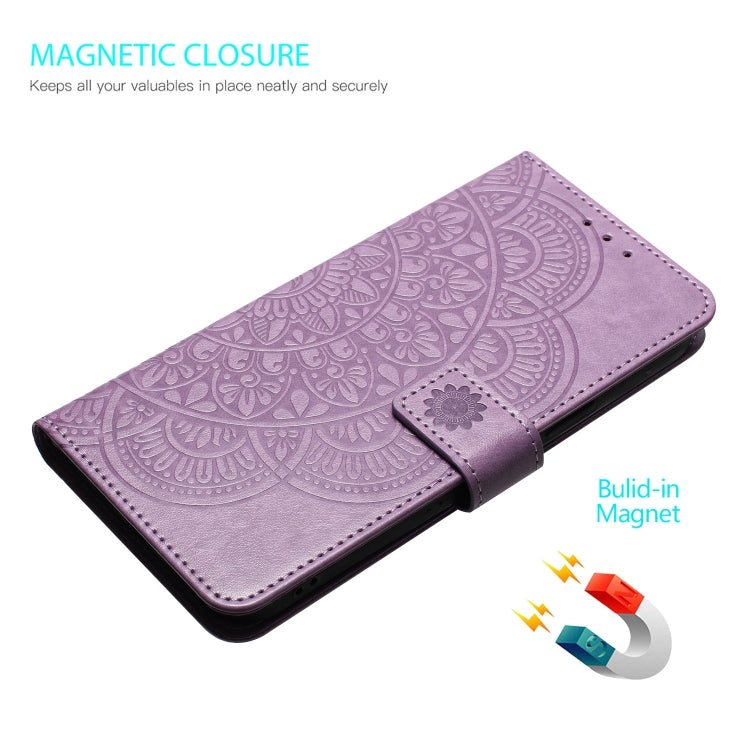 For Motorola Moto G Play 2024 Flower Embossed Leather Phone Case(Purple) - Motorola Cases by buy2fix | Online Shopping UK | buy2fix