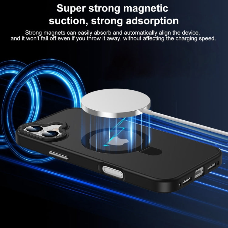 For iPhone 16 Skin Feel MagSafe Magnetic Holder Phone Case(Dark Blue) - iPhone 16 Cases by buy2fix | Online Shopping UK | buy2fix