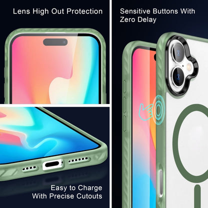 For iPhone 16 Frosted Skin Feel MagSafe Transparent Phone Case(Green) - iPhone 16 Cases by buy2fix | Online Shopping UK | buy2fix