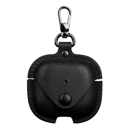 For AirPods 4 Business Leather Earphone Protective Case with Hook(Black) - For AirPods 4 by buy2fix | Online Shopping UK | buy2fix