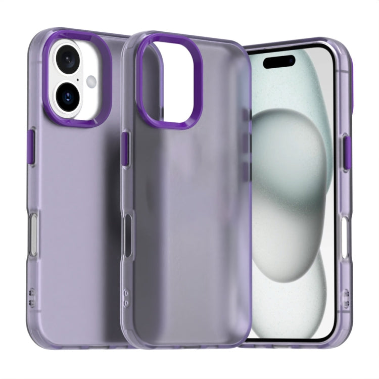 For iPhone 16 Candy PC Hybrid TPU Shockproof Phone Case(Purple) - iPhone 16 Cases by buy2fix | Online Shopping UK | buy2fix