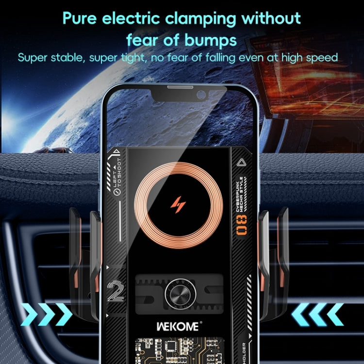 WEKOME WP-U208 15W Mechanical Transparent Wireless Charging Car Holder(Grey) - Wireless Charger Holders by WK | Online Shopping UK | buy2fix