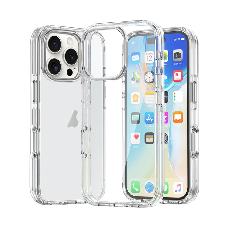 For iPhone 16 Pro Max Metal Buttons PC Hybrid TPU Phone Case(Transparent) - iPhone 16 Pro Max Cases by buy2fix | Online Shopping UK | buy2fix