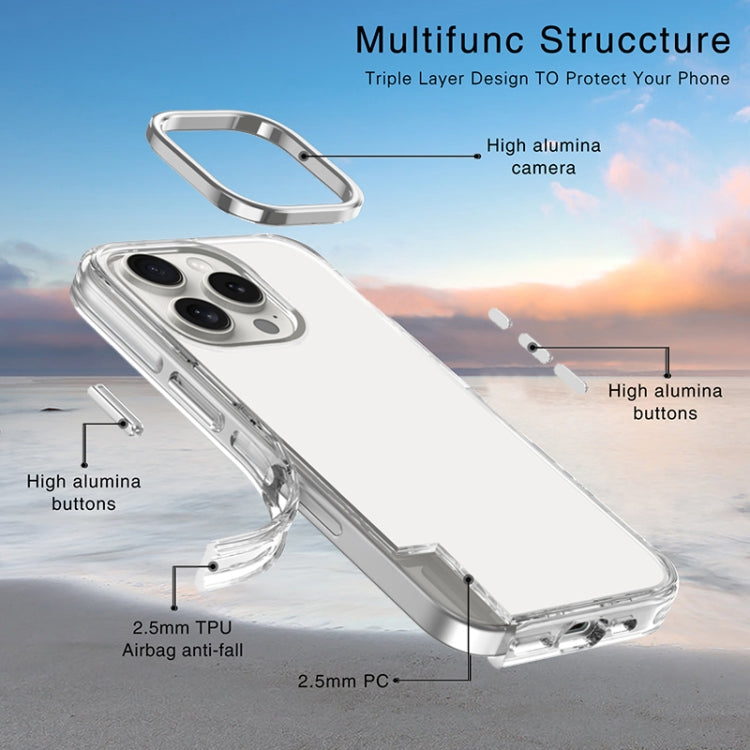 For iPhone 16 Pro Max Metal Buttons PC Hybrid TPU Phone Case(Transparent) - iPhone 16 Pro Max Cases by buy2fix | Online Shopping UK | buy2fix