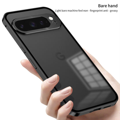 For Google Pixel 9 Pro XL Snap Buckle Metal Frame Frosted Phone Case(Black) - Google Cases by buy2fix | Online Shopping UK | buy2fix