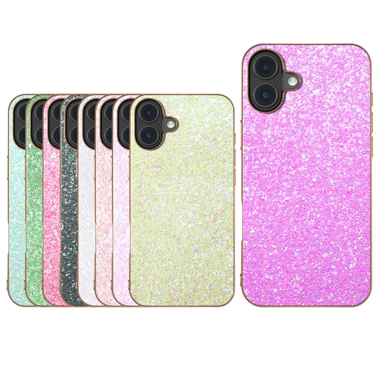 For iPhone 16 Electroplating Frame Colorful Glitter Phone Case(White) - iPhone 16 Cases by buy2fix | Online Shopping UK | buy2fix