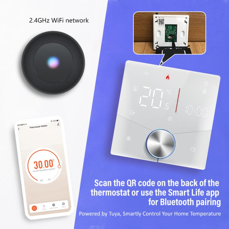 BHT-009GBLW-MT Electric Heating WiFi Smart Home LED Thermostat with Matter(White) - Thermostat & Thermometer by buy2fix | Online Shopping UK | buy2fix