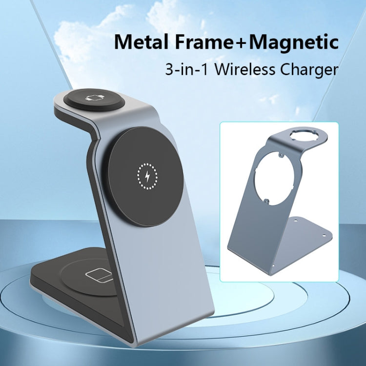 SW18 3 in 1 Metal Magnetic Wireless Charger(Silver) - Wireless Charger by buy2fix | Online Shopping UK | buy2fix