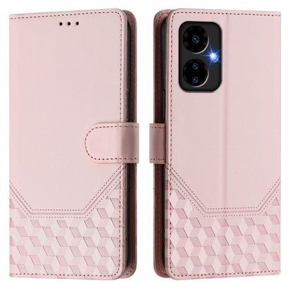 For Boost Mobile Celero 5G 2024 Honeycomb Embossing RFID Leather Phone Case(Pink) - More Brand by buy2fix | Online Shopping UK | buy2fix