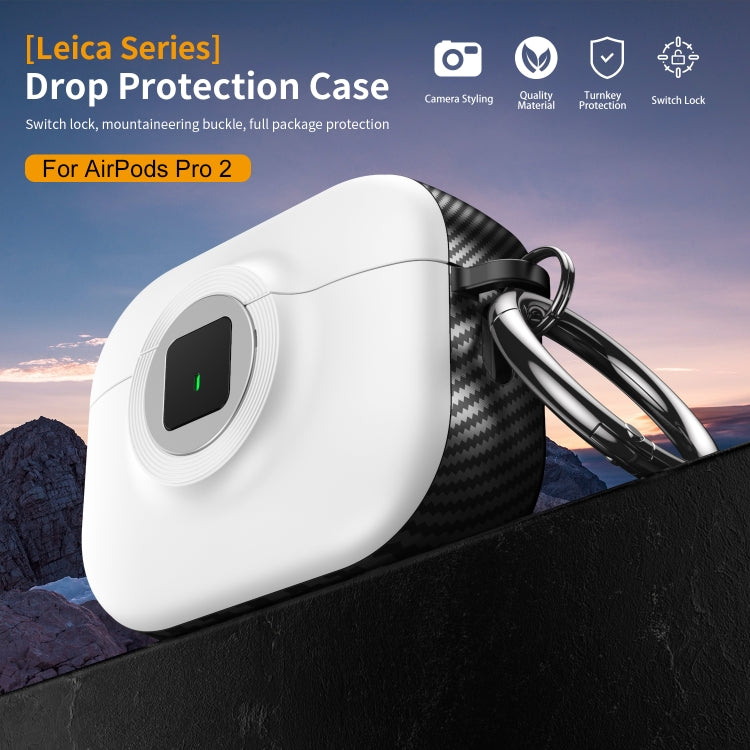 For AirPods Pro 2 Camera Series PC + TPU Headset Shockproof Carbon Fibre Case(White) - For AirPods Pro 2 by buy2fix | Online Shopping UK | buy2fix