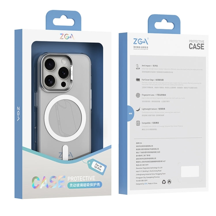 For iPhone 16 Pro ZGA Magsafe Clear PC Tempered Glass Phone Case(Frosted White) - iPhone 16 Pro Cases by ZGA | Online Shopping UK | buy2fix