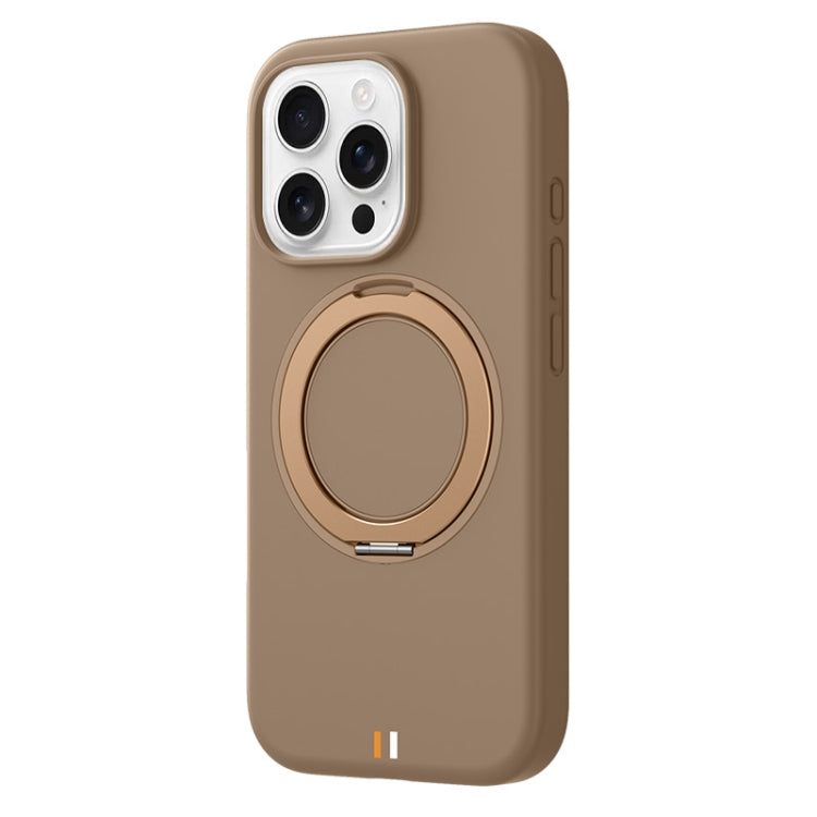 For iPhone 16 Pro TGVIS GEEK Series MagSafe Silicone Phone Case with Rotating Holder(Bronze) - iPhone 16 Pro Cases by TGVIS | Online Shopping UK | buy2fix