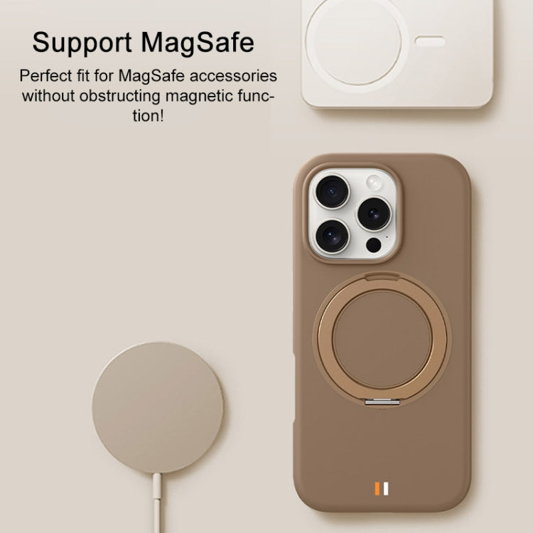 For iPhone 16 Pro TGVIS GEEK Series MagSafe Silicone Phone Case with Rotating Holder(White) - iPhone 16 Pro Cases by TGVIS | Online Shopping UK | buy2fix