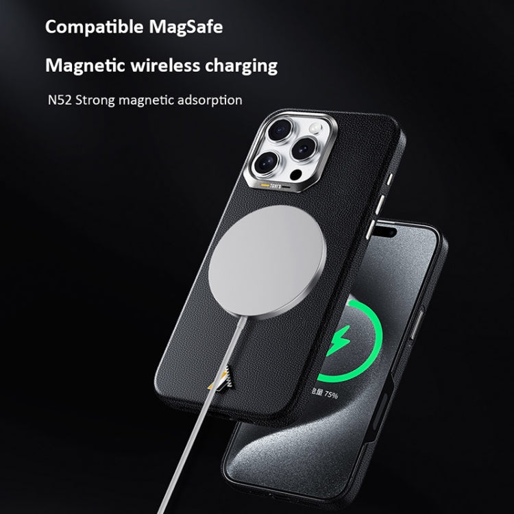 For iPhone 16 Pro TGVIS VIDA Series MagSafe Magnetic PU Leather Phone Case(Black) - iPhone 16 Pro Cases by TGVIS | Online Shopping UK | buy2fix