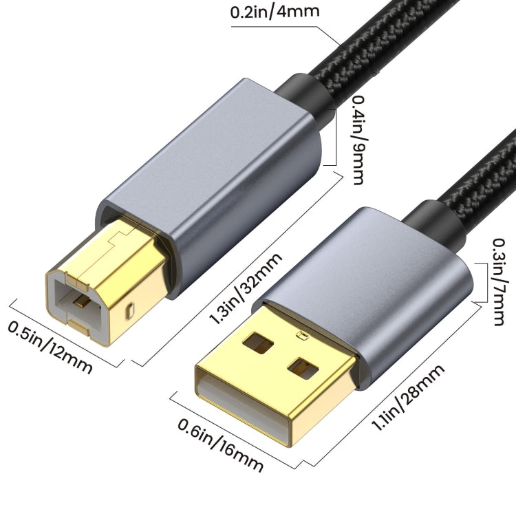 USB 2.0 A Male to B Male Square Port Printer Data Transmission Extension Cable, Length:5m - USB Cable by buy2fix | Online Shopping UK | buy2fix