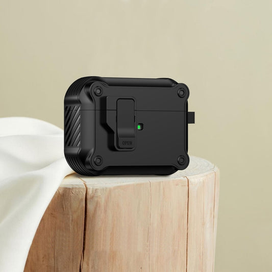 For AirPods 4 Eagle Shockproof Earphone Protective Case with Switch(Black) - For AirPods 4 by buy2fix | Online Shopping UK | buy2fix