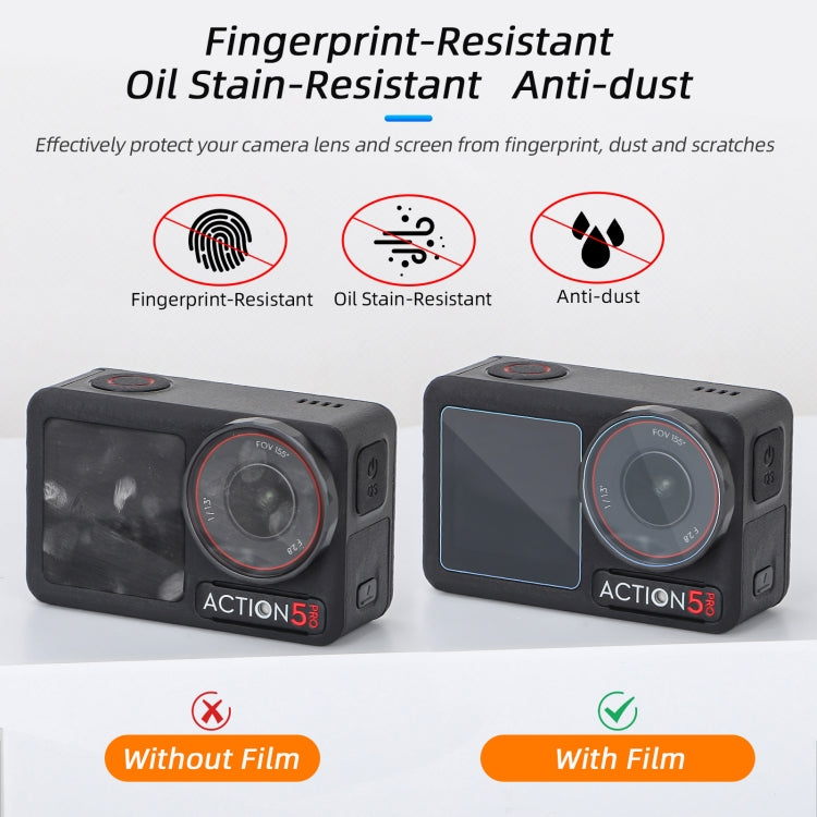 For DJI Osmo Action 5 Pro Sunnylife 3 in 1 Lens Protector Front and Rear Screen Tempered Glass Films, Quantity:2 + 2 + 2 Sets -  by Sunnylife | Online Shopping UK | buy2fix