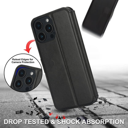 For iPhone 16 Pro Max Shockproof PU + TPU Leather Phone Case(Black) - iPhone 16 Pro Max Cases by buy2fix | Online Shopping UK | buy2fix