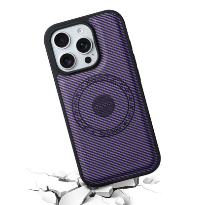 For iPhone 16 Pro Max Denior Carbon Fiber Texture Leather MagSafe Phone Case(Purple) - iPhone 16 Pro Max Cases by Denior | Online Shopping UK | buy2fix