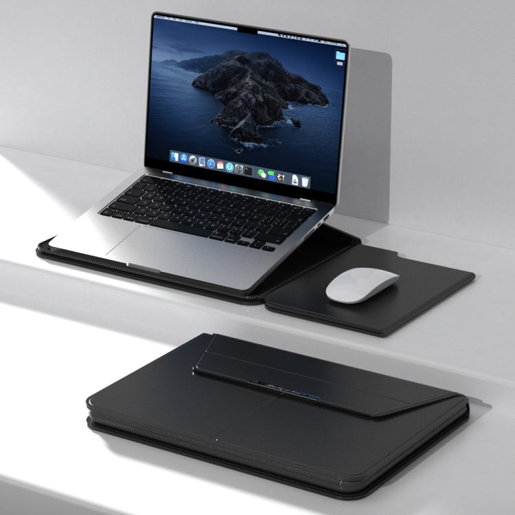 Multifunctional Laptop PU Magnetic Stand Split Liner Bag with Mouse Pad Function, Size:15 inch(Black) - 15 inch by buy2fix | Online Shopping UK | buy2fix