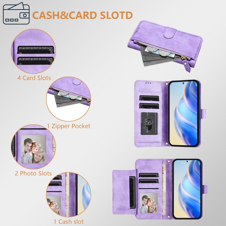 For iPhone 16 Plus Multi-Card Slots Zipper Wallet Leather Phone Case(Purple) - iPhone 16 Plus Cases by buy2fix | Online Shopping UK | buy2fix