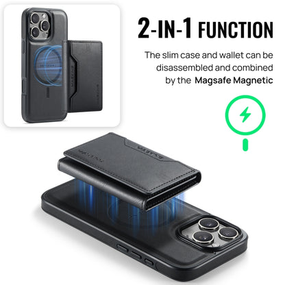 For iPhone 16 Pro Max DG.MING MAGKING-K2 Series MagSafe RFID Card Bag Detachable Phone Case(Black) - iPhone 16 Pro Max Cases by DG.MING | Online Shopping UK | buy2fix