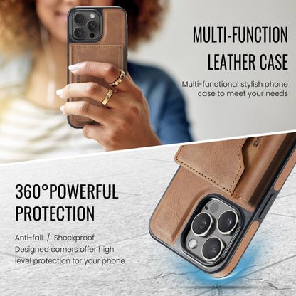 For iPhone 14 Pro Max DG.MING MAGKING-K2 Series MagSafe RFID Card Bag Detachable Phone Case(Brown) - iPhone 14 Pro Max Cases by DG.MING | Online Shopping UK | buy2fix