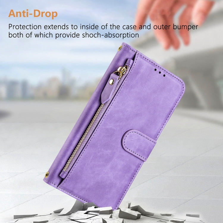 For OnePlus 12 Global Multi-Card Slots Zipper Wallet Leather Phone Case(Purple) - OnePlus Cases by buy2fix | Online Shopping UK | buy2fix