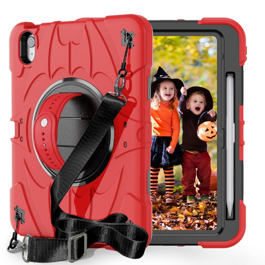 For iPad 10th Gen 10.9 2022 Bat Hand Grip Turntable Stand Tablet Case(Red Black) - iPad 10th Gen 10.9 Cases by buy2fix | Online Shopping UK | buy2fix