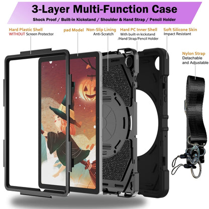 For Samsung Galaxy Tab A9+ Bat Hand Grip Turntable Stand Tablet Case(Black) - Galaxy Tab A9+ by buy2fix | Online Shopping UK | buy2fix