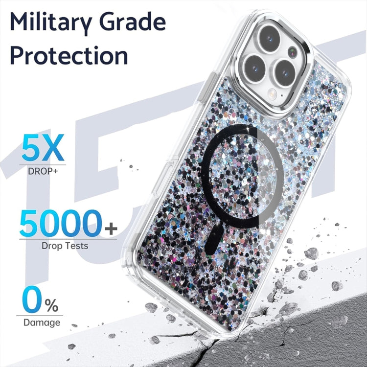 For iPhone 16 Pro Epoxy Glitter MagSafe Magnetic TPU Phone Case(Black) - iPhone 16 Pro Cases by buy2fix | Online Shopping UK | buy2fix