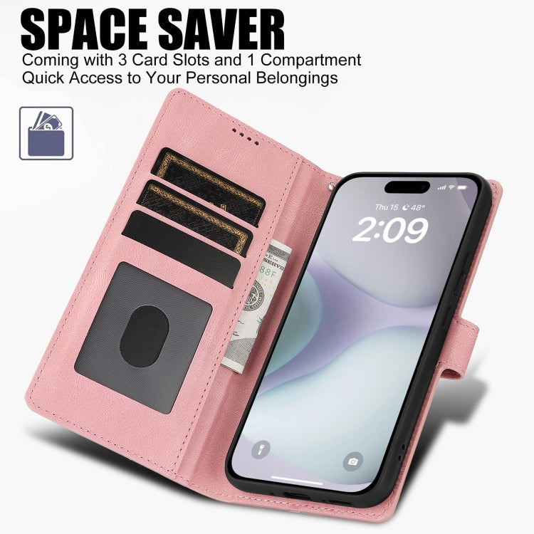 For iPhone 16 Plus Fantasy Skin-feel Calfskin Texture Leather Phone Case(Pink) - iPhone 16 Plus Cases by buy2fix | Online Shopping UK | buy2fix