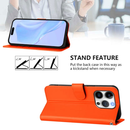 For iPhone 16 Pro Skin Feel Solid Color Leather Phone Case with Lanyard(Orange) - iPhone 16 Pro Cases by buy2fix | Online Shopping UK | buy2fix