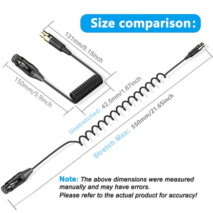 Mini XLR Female to XLR Female Audio Mixer Mini Microphone Coiled Audio Cable, Length: 0.5m(Black) - Microphone Audio Cable & Connector by buy2fix | Online Shopping UK | buy2fix