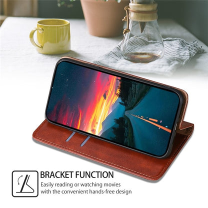 For iPhone 16 Plus Gloss Oil Solid Color Magnetic Leather Phone Case(Brown) - iPhone 16 Plus Cases by buy2fix | Online Shopping UK | buy2fix