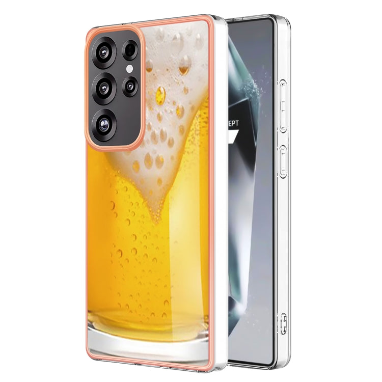 For Samsung Galaxy S25 Ultra 5G Electroplating Marble Dual-side IMD Phone Case(Draft Beer) - Galaxy S25 Ultra 5G Cases by buy2fix | Online Shopping UK | buy2fix