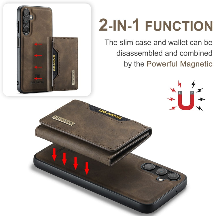 For Samsung Galaxy A16 5G DG.MING M2 Series 3-Fold Multi Card Bag + Magnetic Phone Case(Coffee) - Galaxy Phone Cases by DG.MING | Online Shopping UK | buy2fix